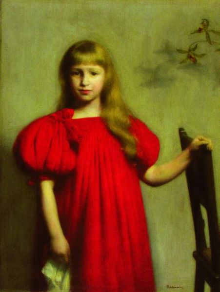 Pankiewicz, Jozef Portrait of a girl in a red dress